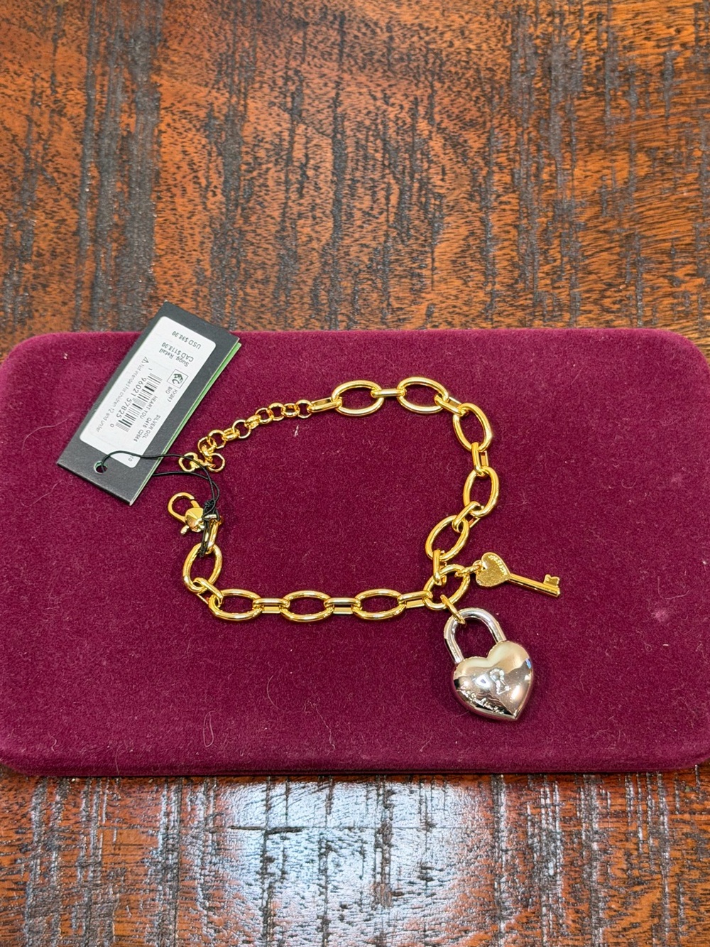 Kate Spade Gold-Tone Heart Padlock & Key Charm Bracelet
